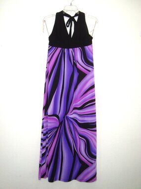 Kiwi Purple Black Halter Maxi Dress